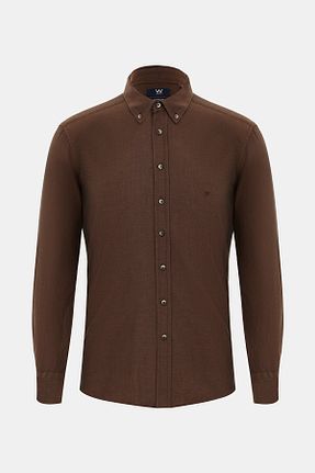 پیراهن قهوه ای مردانه رگولار W Collection - کد 775922223