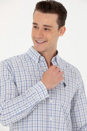 پیراهن آبی مردانه یقه پیراهنی U.S. Polo Assn. - کد 834785554