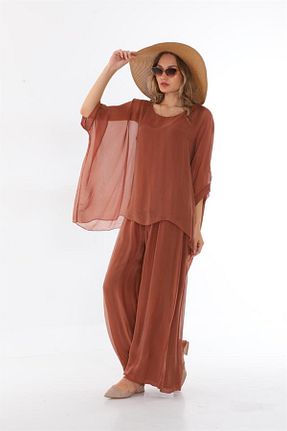 ست بالاتنه و پائین تنه قهوه ای زنانه بافتنی Bohem Stil - کد 752931691