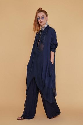 کیمونو و کافتان سرمه ای زنانه ابریشم Bohem Stil - کد 811807648