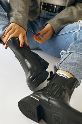 بوت / نیم بوت قهوه ای زنانه چرم لاکی Limoya - کد 861880712