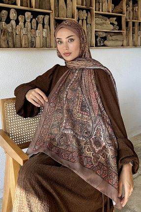 شال قهوه ای زنانه lamelif.com - کد 861894400