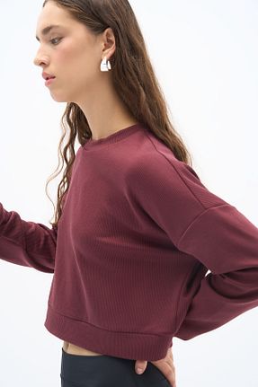 سوئیشرت زرشکی زنانه ساده Wear Three Points - کد 861893137
