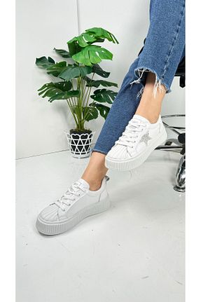 کفش اسنیکر سفید زنانه بند دار İmerShoes - کد 824509499