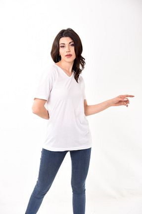 تیشرت سفید زنانه اسلیم فیت Belifanti Collection - کد 262228153