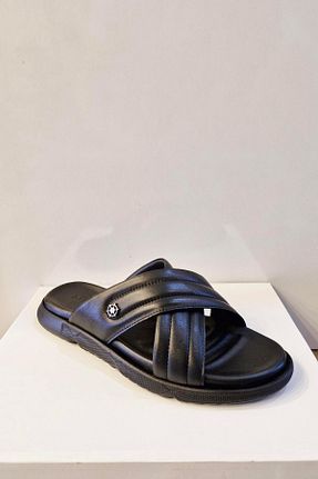دمپائی مشکی مردانه چرم خالص DOSA SHOES - کد 824177461