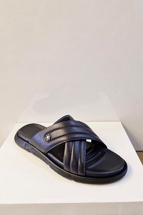 دمپائی سرمه ای مردانه چرم خالص DOSA SHOES - کد 824177576