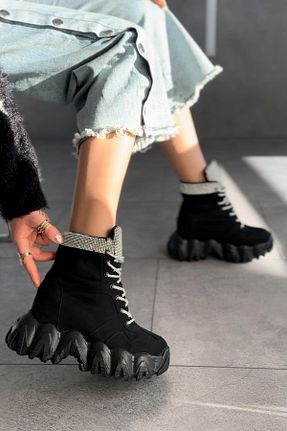 بوت / نیم بوت مشکی زنانه چرم مصنوعی Modanizm - کد 765359690