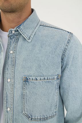 پیراهن قهوه ای مردانه یقه پیراهنی ENZİM JEANS - کد 861941031
