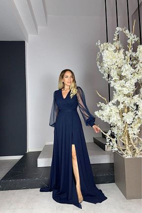 لباس مجلسی و فارغ التحصیلی سرمه ای زنانه بافتنی gesmoda - کد 861942058