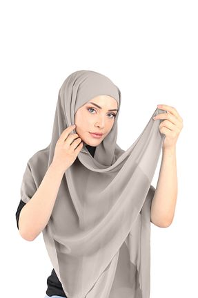 روسری طوسی شیفون Ecardin - کد 861951512