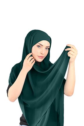 روسری سبز شیفون Ecardin - کد 861951322