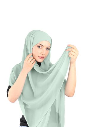 روسری سبز شیفون Ecardin - کد 861951378