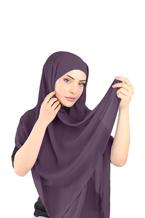 روسری بنفش شیفون Ecardin - کد 861951239