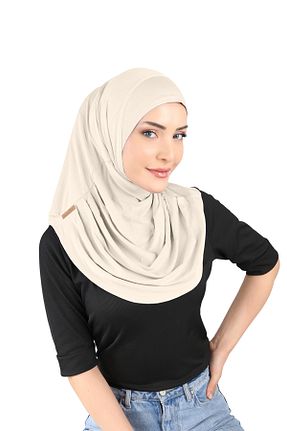روسری بژ پنبه ای Ecardin - کد 861951289