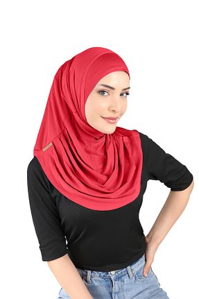 روسری قرمز پنبه ای Ecardin - کد 861951451