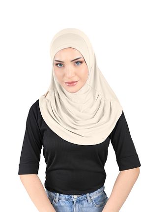 روسری بژ پنبه ای Ecardin - کد 861951289