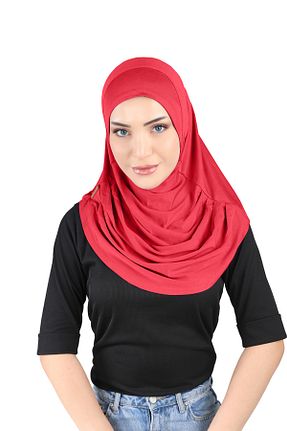 روسری قرمز پنبه ای Ecardin - کد 861951451
