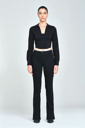 شلوار جین مشکی زنانه پاچه اسپانیولی Pantamo Jeans - کد 861961810