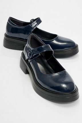 کفش لوفر سرمه ای زنانه چرم مصنوعی luvishoes - کد 861957191