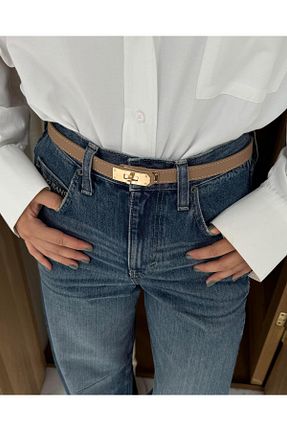 کمربند قهوه ای زنانه چرم مصنوعی Tina İstanbul - کد 859289288
