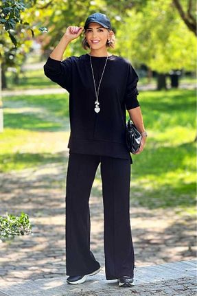 ست بالاتنه و پائین تنه مشکی زنانه بافتنی Nevin Kaya Moda - کد 861956162
