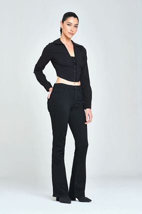 شلوار جین مشکی زنانه پاچه اسپانیولی Pantamo Jeans - کد 861961810