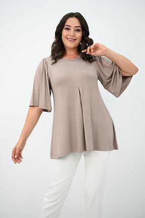 بلوز سایز بزرگ بژ زنانه سایز بزرگ Koza Butik - کد 861963686