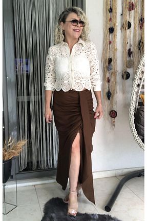 پیراهن بژ زنانه اسلیم فیت Dila Butik - کد 861972269