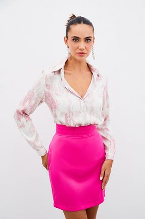 پیراهن صورتی زنانه رگولار Sateen - کد 861967759