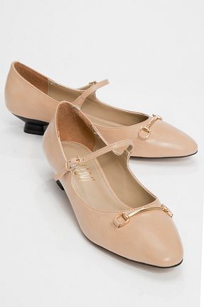 کفش پاشنه بلند کلاسیک بژ زنانه چرم مصنوعی luvishoes - کد 861972135