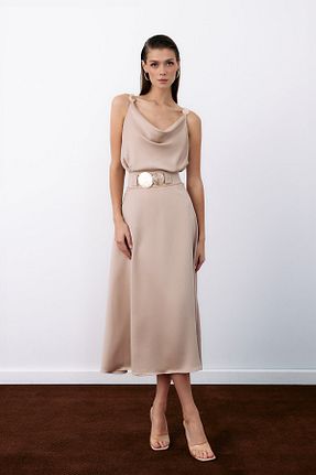 دامن بژ زنانه پارچه Sateen - کد 861967550