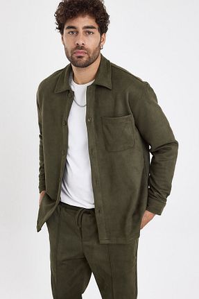 پیراهن خاکی مردانه رگولار MADZEYMODA - کد 861992036