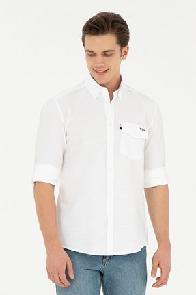 پیراهن سفید مردانه یقه دکمه دار U.S. Polo Assn. - کد 833180085