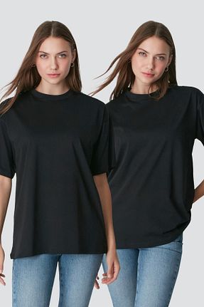 تیشرت مشکی زنانه اورسایز C&CITY - کد 829695353