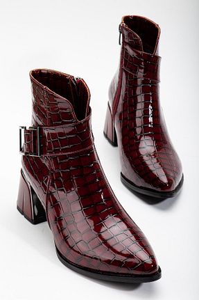 بوت / نیم بوت زرشکی زنانه چرم مصنوعی SUİNS SHOES - کد 862031039