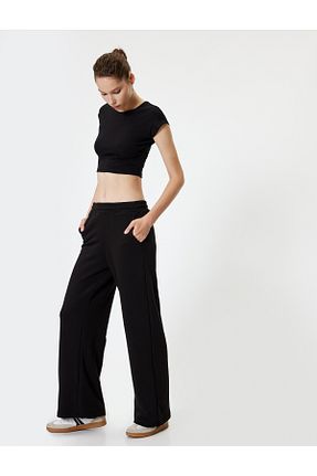 شلوار کرمگن مشکی زنانه Relaxed Koton - کد 840162156