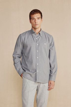 پیراهن طوسی مردانه گشاد BROOKS BROTHERS - کد 862070167