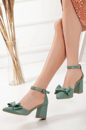 کفش پاشنه بلند کلاسیک سبز زنانه چرم مصنوعی GULT - کد 99995791