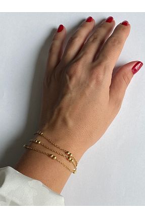 دستبند استیل (فولاد) طلائی زنانه استیل ضد زنگ Lucios - کد 862097049