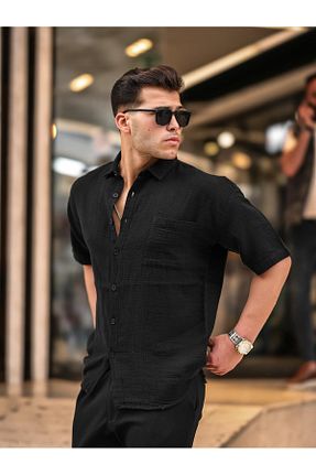 پیراهن مشکی مردانه یقه پیراهنی Valiberta - کد 738516541