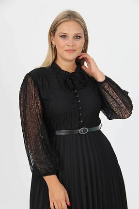 لباس سایز بزرگ مشکی زنانه دانتل dipmoda - کد 862113580
