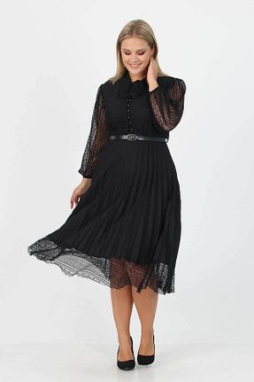 لباس سایز بزرگ مشکی زنانه دانتل dipmoda - کد 862113580