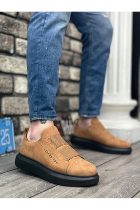 کفش اسنیکر قهوه ای مردانه چسبی BESKAR - کد 824660024