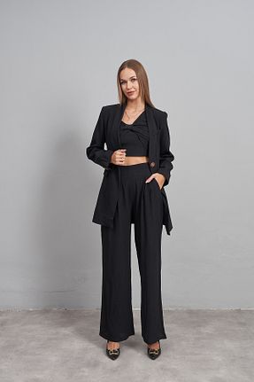 ست بالاتنه و پائین تنه مشکی زنانه بافتنی Rabia Çelik - کد 862122568