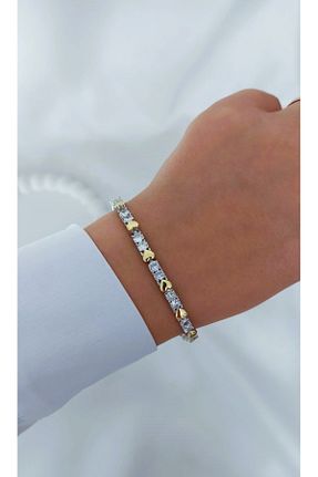 دستبند استیل (فولاد) طلائی زنانه رودیوم Accesstory - کد 862121181