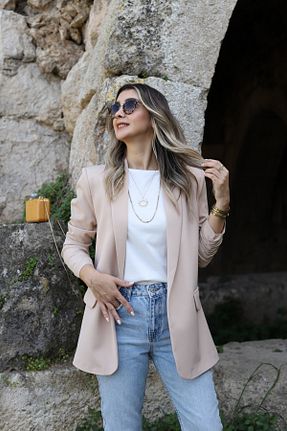 کت بلیزر قهوه ای زنانه بافتنی bytugcekaya - کد 862128580