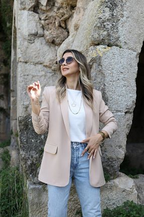 کت بلیزر قهوه ای زنانه بافتنی bytugcekaya - کد 862128580