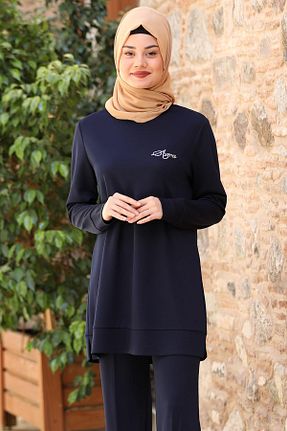 ست بالاتنه و پائین تنه حجاب سرمه ای زنانه رگولار Esilanur - کد 676219819