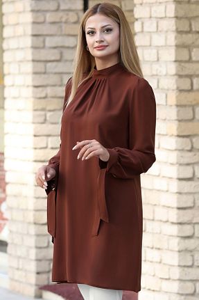 تونیک حجاب قهوه ای زنانه پنبه پلی استر Esilanur - کد 830439402